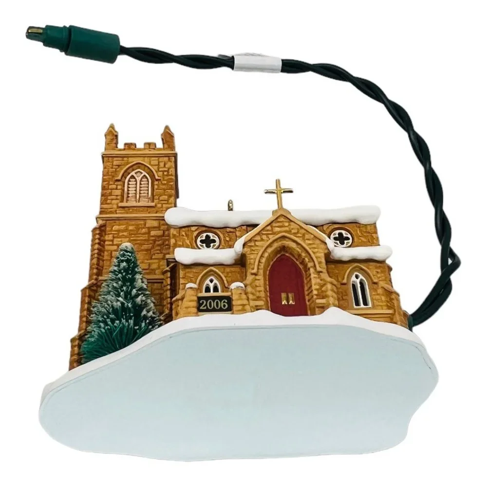 Hallmark Keepsake Candlelight Services Old Stone Church Light Feature Ornament